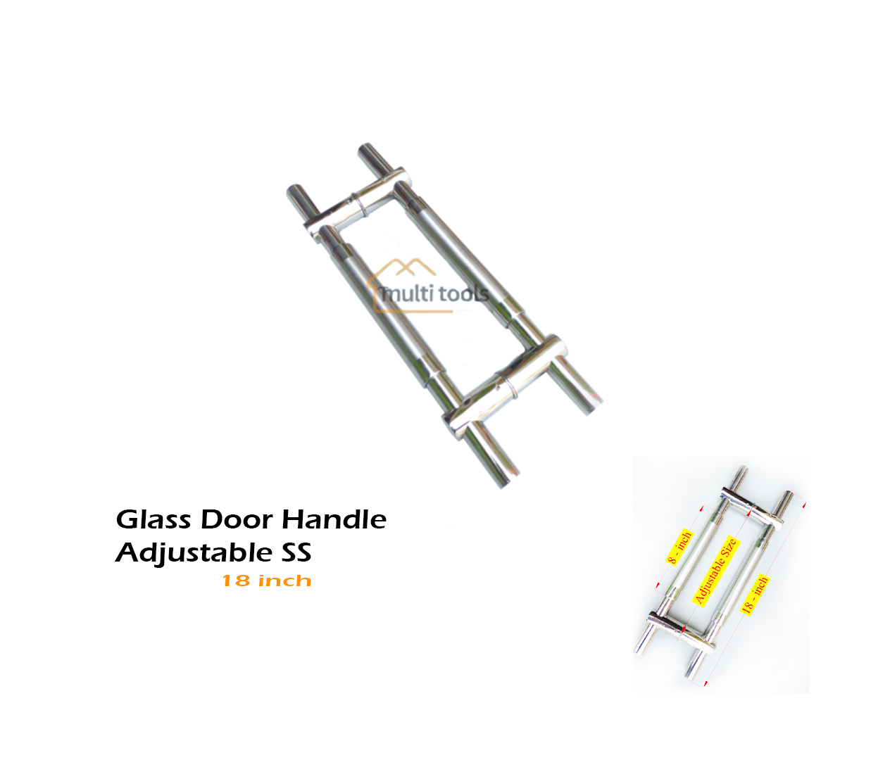 18 Inch Glass Door Handle Adjustable Ss